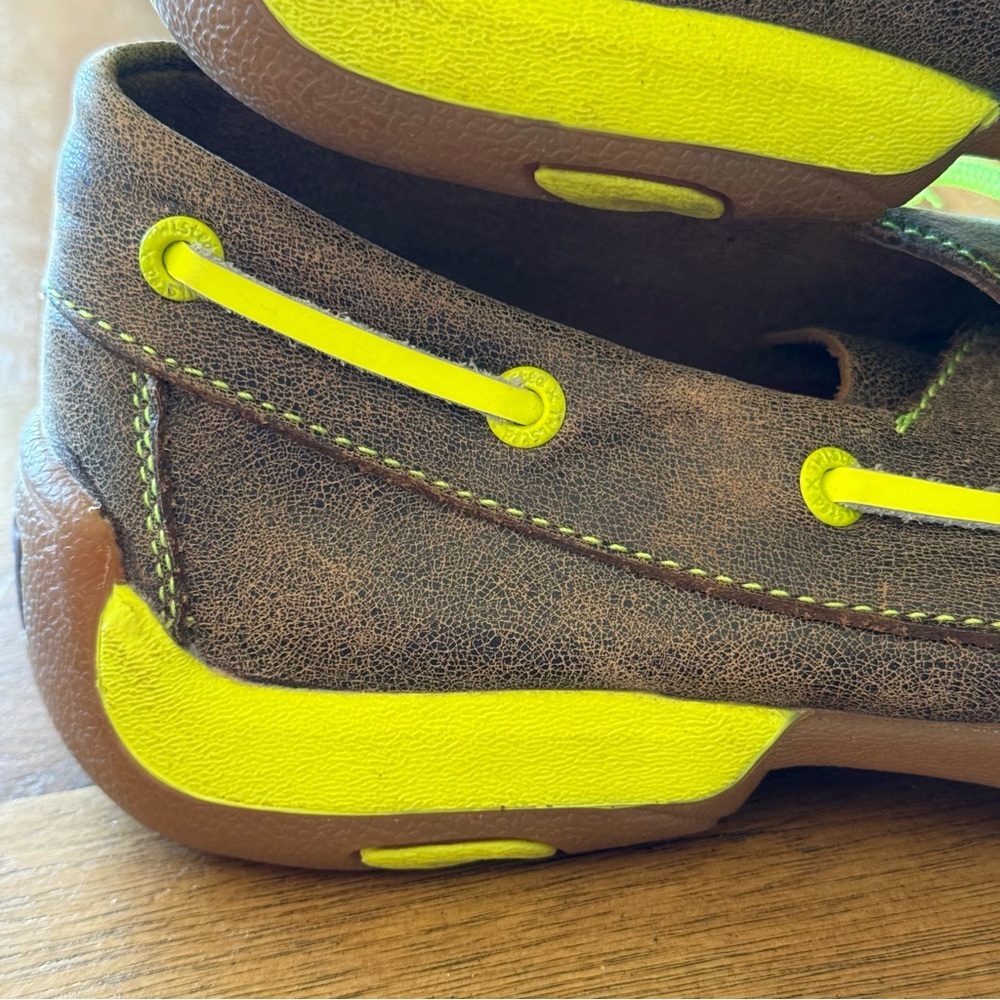 Twisted X Big Boy Moccasins in Brown and Neon Green - Picture 7 of 10